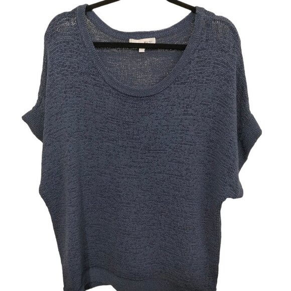 1105)WD.NY Women's Short Sleeve Oversized Slouchy Blue Sweater Plus Size 2X - Picture 1 of 9